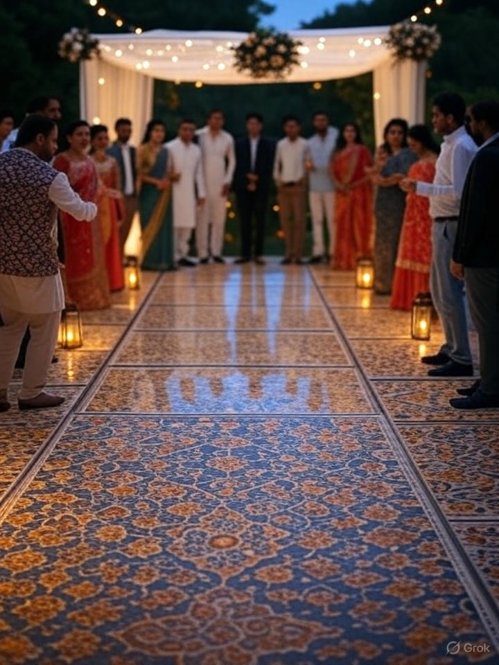 Stylish wedding tiles used from mandap to dance floor